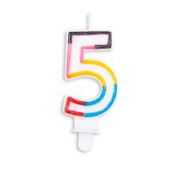 Numeral 5 Multicolour Candle (Box of 12)