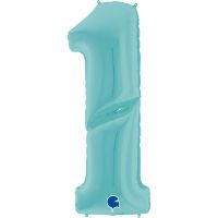 Number 1 Pastel Blue 64" Foil Balloon