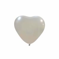 Silver Metallic Cattex 6" Heart Latex Balloons 100Ct