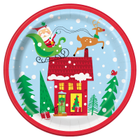 Colourful Santa 9" Christmas Plates 8ct
