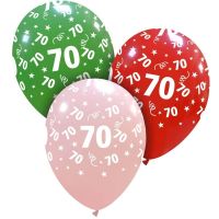 Stars and Streamers Age 70 Multi Colour 12" Latex 25ct