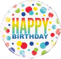 Rainbow Spots Birthday 18" Foil Balloon