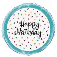Happy Birthday with Colourful Triangles 18" Foil Balloon