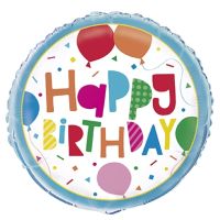 Happy Birthday Confetti With Balloons 18" Foil Balloon
