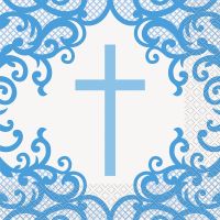 Fancy Blue Cross Lunch Napkins 16ct