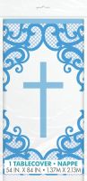 Fancy Blue Cross Plastic Tablecover