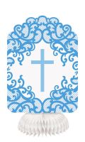 Fancy Blue Cross Honeycomb Decor 3ct