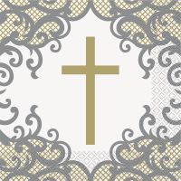 Fancy Gold Cross Lunch Napkins 16ct