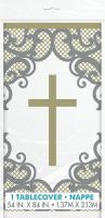 Fancy Gold Cross Plastic Tablecover