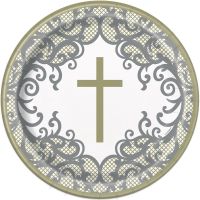 Fancy Gold Cross 9" Plates 8ct