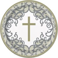 Fancy Gold Cross 7" Plates 8ct