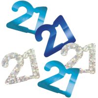 Blue/Silver Glitz Foil Age 21 Confetti 0.5 oz