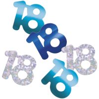 Blue/Silver Glitz Foil Age 18 Confetti 0.5 oz