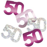 Pink/Silver Glitz Foil Age 50 Confetti 0.5 oz