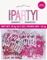 Pink/Silver Glitz Foil Happy Birthday Confetti 0.5 oz