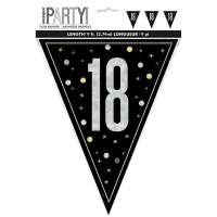 Black/Silver Glitz Age 18 Prism Flag Banner 9ft