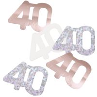Rose Gold Glitz Foil Age 40 Confetti 0.5 oz