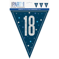 Blue/Silver Glitz Foil Prism Age 18 Flag Banner 9FT