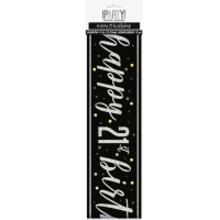 Black/Silver Glitz Age 21 Happy Birthday Foil Banner 9ft