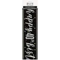 Black/Silver Glitz Age 40 Happy Birthday Foil Banner 9ft