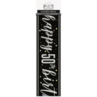 Black/Silver Glitz Age 50 Happy Birthday Foil Banner 9ft