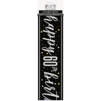Black/Silver Glitz Age 60 Happy Birthday Foil Banner 9ft