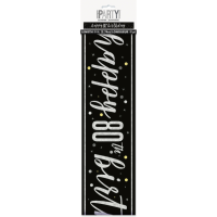 Black/Silver Glitz Age 80 Happy Birthday Foil Banner 9ft