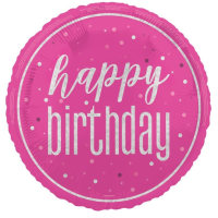 Pink/Silver Glitz 18" Foil Happy Birthday Prism Foil Balloon