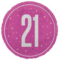 Pink/Silver Glitz 18" Foil Age 21 Prism Foil Balloon