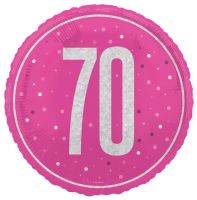 Pink/Silver Glitz 18" Foil Age 70 Prism Foil Balloon