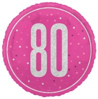 Pink/Silver Glitz 18" Foil Age 80 Prism Foil Balloon