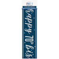 Blue/Silver Glitz Age 70 Happy Birthday Foil Banner 9ft