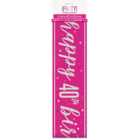 Pink/Silver Glitz Age 40 Happy Birthday Foil Banner 9ft