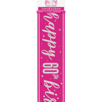 Pink/Silver Glitz Age 60 Happy Birthday Foil Banner 9ft