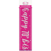 Pink/Silver Glitz Age 70 Happy Birthday Foil Banner 9ft
