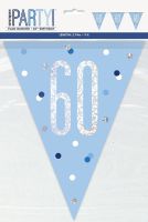 Blue/Silver Glitz Foil Prism Age 60 Flag Banner 9FT