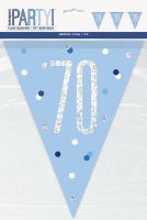 Blue/Silver Glitz Foil Prism Age 70 Flag Banner 9FT