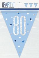Blue/Silver Glitz Foil Prism Age 80 Flag Banner 9FT