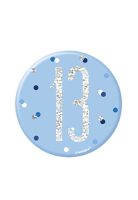 Blue/Silver Glitz Foil Age 13 Badge 3" 1CT