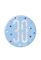 Blue/Silver Glitz Foil Age 30 Badge 3" 1CT