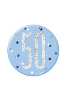Blue/Silver Glitz Foil Age 50 Badge 3" 1CT
