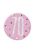 Pink/Silver Glitz Foil Age 70 Badge 3" 1CT