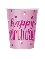 Pink/Silver Glitz 9oz Cups 8ct