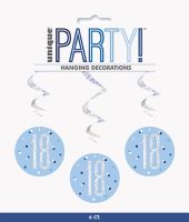 Blue/Silver Glitz Foil Age 18 Hanging Swirl Decorations 32"L 6ct