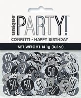 Black/Silver Glitz Foil Age 50 Confetti 0.5 oz