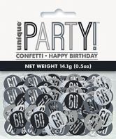 Black/Silver Glitz Foil Age 60 Confetti 0.5 oz