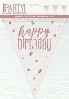 Rose Gold Glitz Happy Birthday Prism Flag Banner 9ft