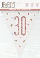 Rose Gold Glitz Age 30 Prism Flag Banner 9ft