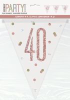 Rose Gold Glitz Age 40 Prism Flag Banner 9ft