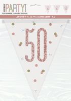 Rose Gold Glitz Age 50 Prism Flag Banner 9ft